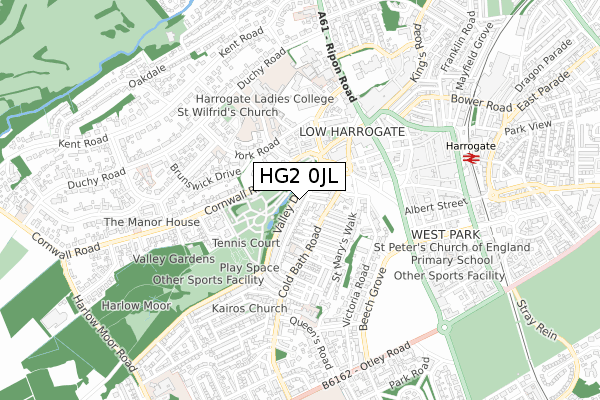 HG2 0JL map - small scale - OS Open Zoomstack (Ordnance Survey)