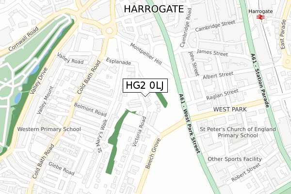 HG2 0LJ map - large scale - OS Open Zoomstack (Ordnance Survey)