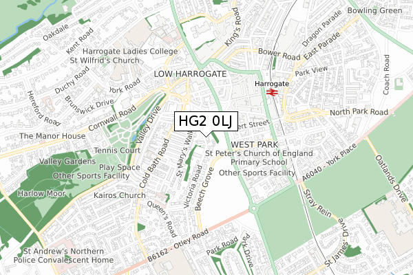 HG2 0LJ map - small scale - OS Open Zoomstack (Ordnance Survey)