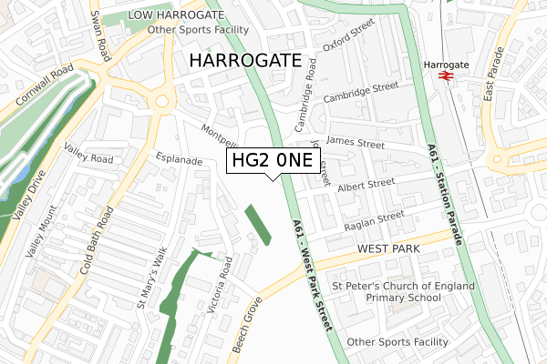 HG2 0NE map - large scale - OS Open Zoomstack (Ordnance Survey)