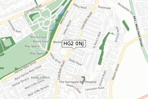 HG2 0NJ map - large scale - OS Open Zoomstack (Ordnance Survey)