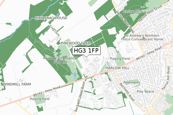 HG3 1FP map - small scale - OS Open Zoomstack (Ordnance Survey)