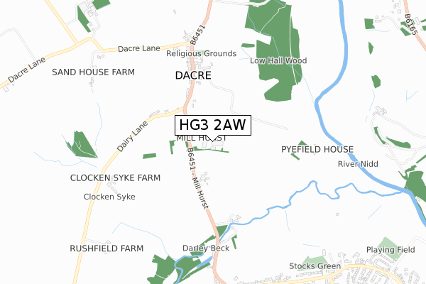 HG3 2AW map - small scale - OS Open Zoomstack (Ordnance Survey)