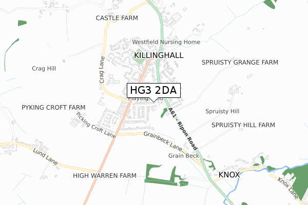 HG3 2DA map - small scale - OS Open Zoomstack (Ordnance Survey)