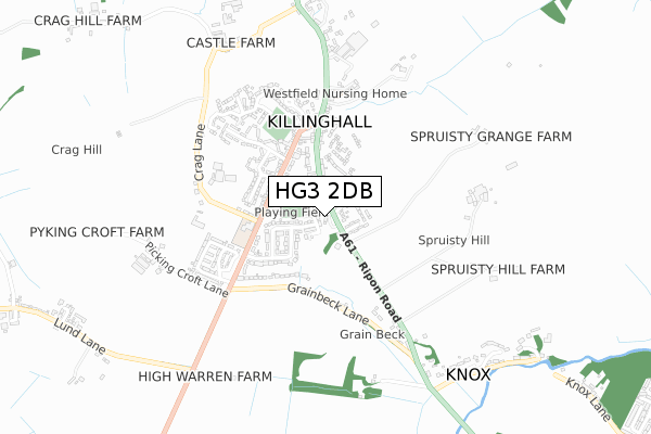 HG3 2DB map - small scale - OS Open Zoomstack (Ordnance Survey)