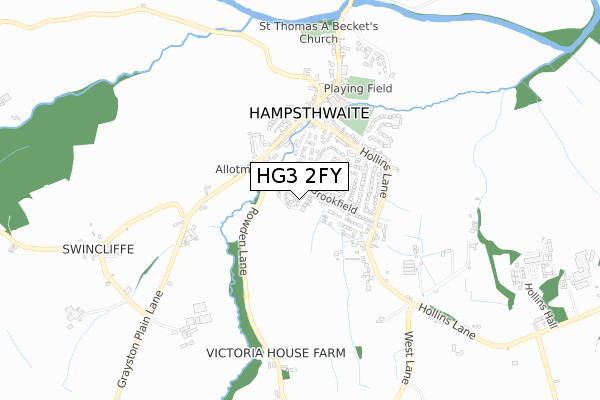 HG3 2FY map - small scale - OS Open Zoomstack (Ordnance Survey)