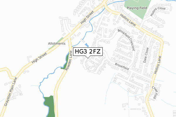 HG3 2FZ map - large scale - OS Open Zoomstack (Ordnance Survey)