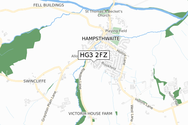 HG3 2FZ map - small scale - OS Open Zoomstack (Ordnance Survey)