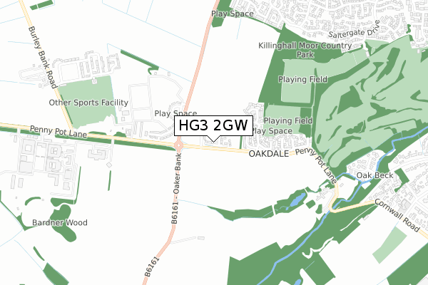 HG3 2GW map - small scale - OS Open Zoomstack (Ordnance Survey)