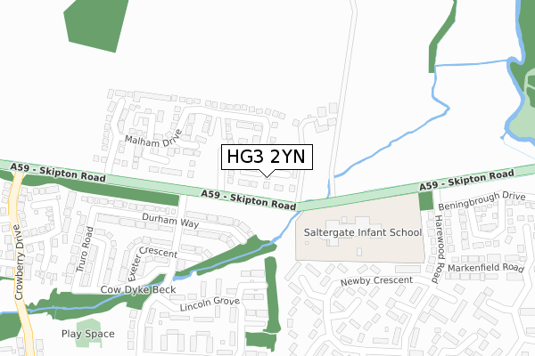 HG3 2YN map - large scale - OS Open Zoomstack (Ordnance Survey)