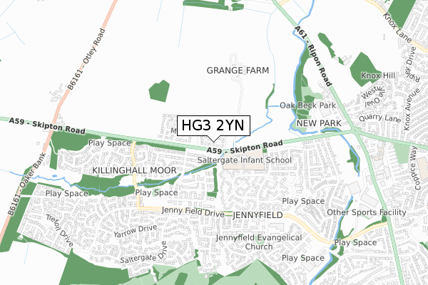 HG3 2YN map - small scale - OS Open Zoomstack (Ordnance Survey)