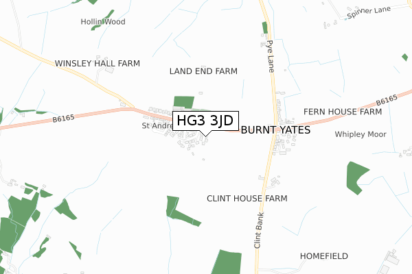 HG3 3JD map - small scale - OS Open Zoomstack (Ordnance Survey)