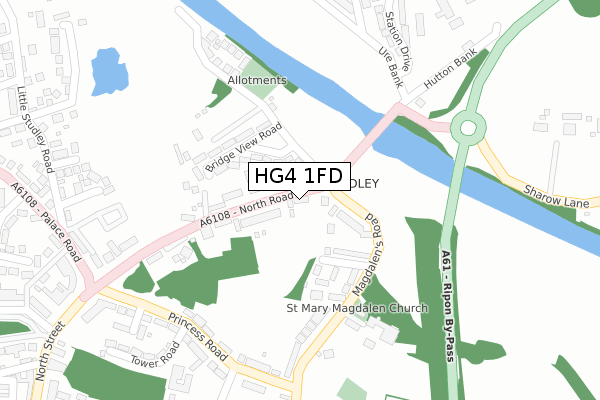 HG4 1FD map - large scale - OS Open Zoomstack (Ordnance Survey)