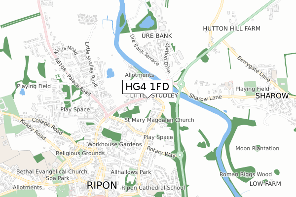 HG4 1FD map - small scale - OS Open Zoomstack (Ordnance Survey)