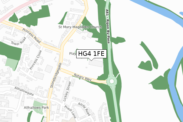 HG4 1FE map - large scale - OS Open Zoomstack (Ordnance Survey)