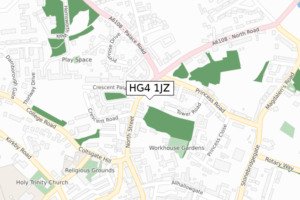 HG4 1JZ map - large scale - OS Open Zoomstack (Ordnance Survey)