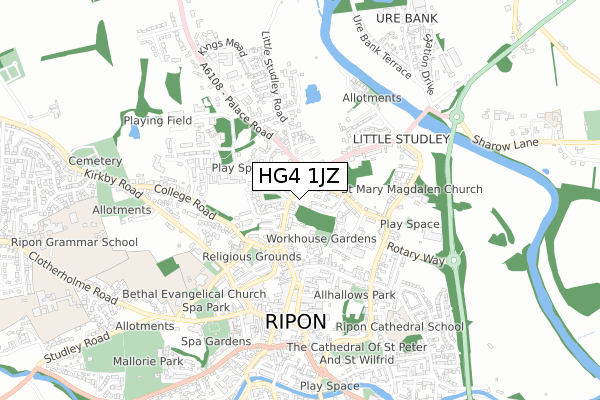 HG4 1JZ map - small scale - OS Open Zoomstack (Ordnance Survey)