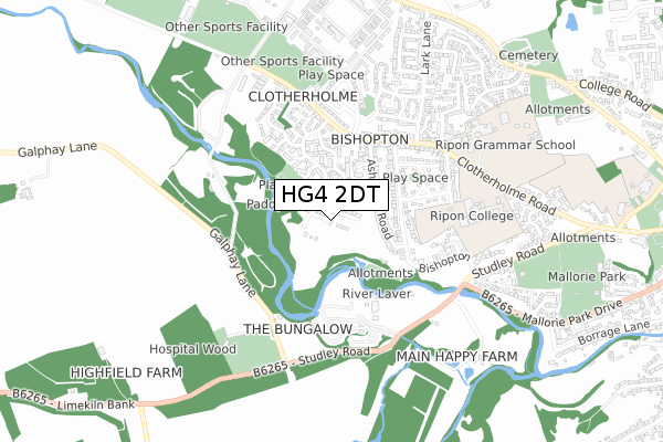 HG4 2DT map - small scale - OS Open Zoomstack (Ordnance Survey)