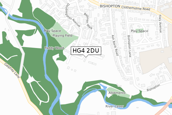 HG4 2DU map - large scale - OS Open Zoomstack (Ordnance Survey)