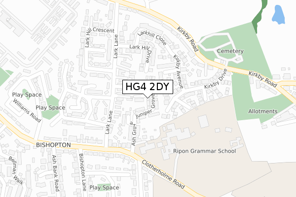 HG4 2DY map - large scale - OS Open Zoomstack (Ordnance Survey)