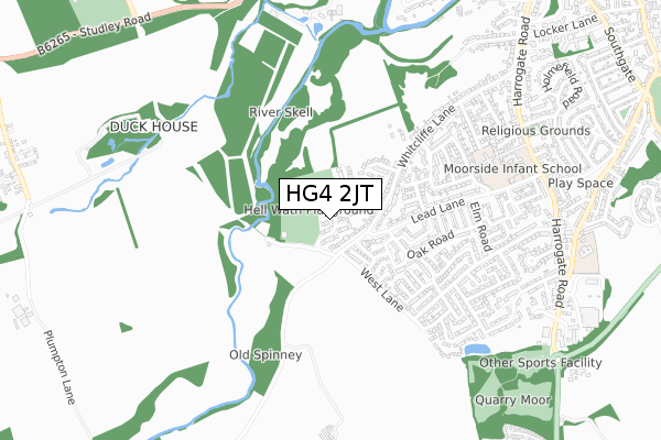 HG4 2JT map - small scale - OS Open Zoomstack (Ordnance Survey)