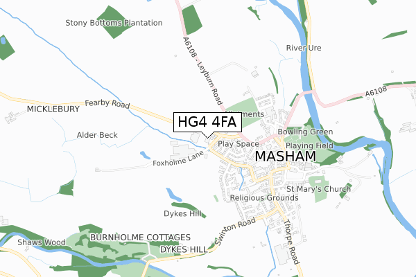 HG4 4FA map - small scale - OS Open Zoomstack (Ordnance Survey)