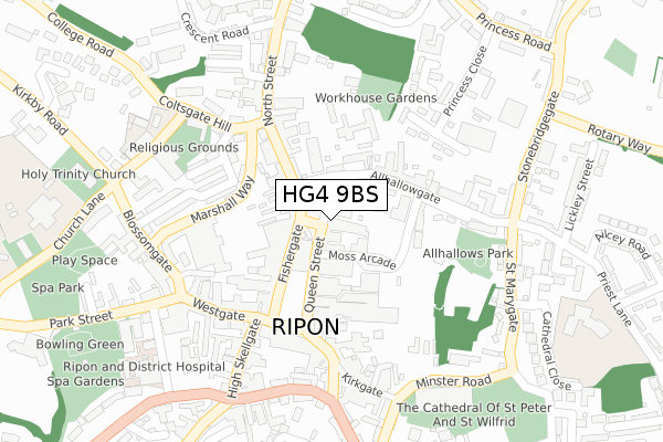 HG4 9BS map - large scale - OS Open Zoomstack (Ordnance Survey)