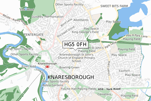HG5 0FH map - small scale - OS Open Zoomstack (Ordnance Survey)