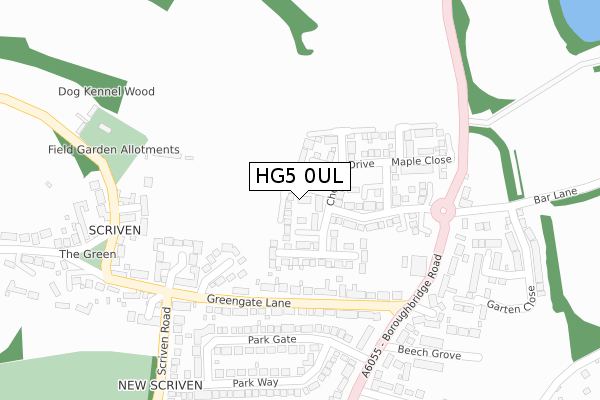 HG5 0UL map - large scale - OS Open Zoomstack (Ordnance Survey)