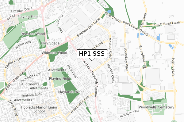 HP1 9SS map - small scale - OS Open Zoomstack (Ordnance Survey)