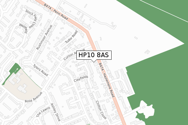 HP10 8AS map - large scale - OS Open Zoomstack (Ordnance Survey)