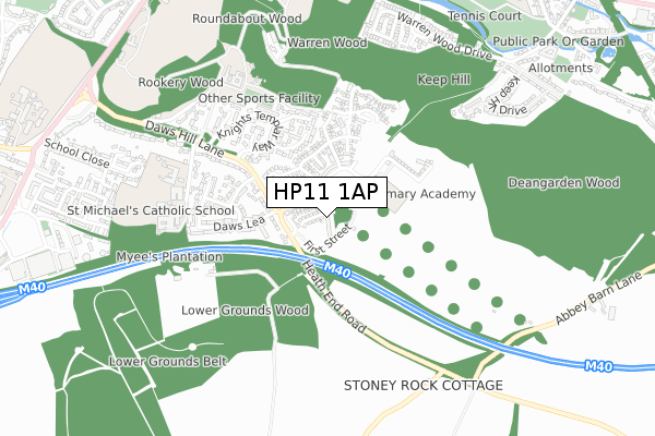 HP11 1AP map - small scale - OS Open Zoomstack (Ordnance Survey)