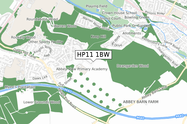 HP11 1BW map - small scale - OS Open Zoomstack (Ordnance Survey)
