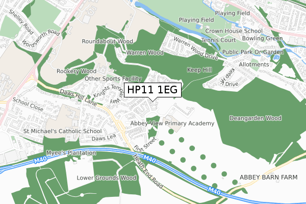 HP11 1EG map - small scale - OS Open Zoomstack (Ordnance Survey)