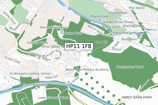 HP11 1FB map - small scale - OS Open Zoomstack (Ordnance Survey)