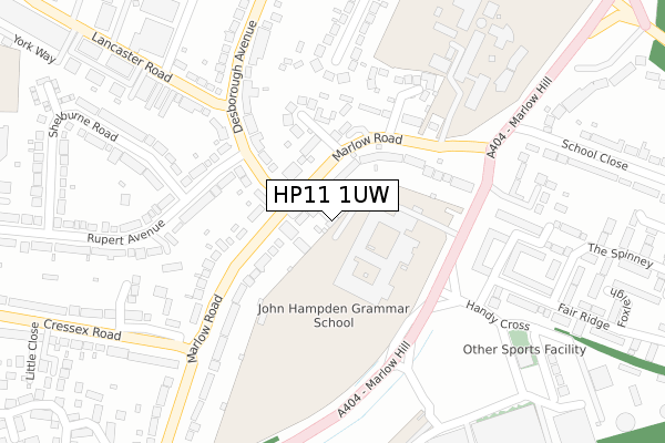HP11 1UW map - large scale - OS Open Zoomstack (Ordnance Survey)