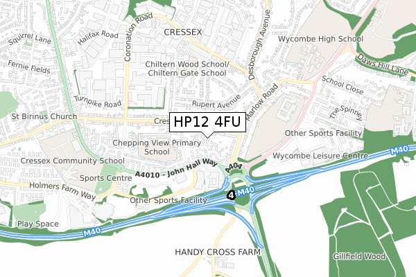 HP12 4FU map - small scale - OS Open Zoomstack (Ordnance Survey) HP12 4FU map - small scale - OS Open Zoomstack (Ordnance Survey)