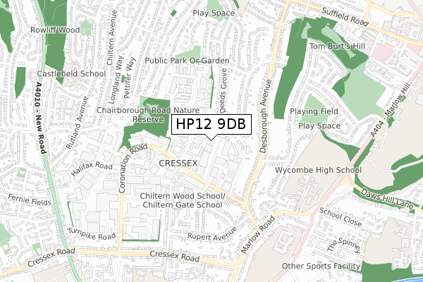 HP12 9DB map - small scale - OS Open Zoomstack (Ordnance Survey)