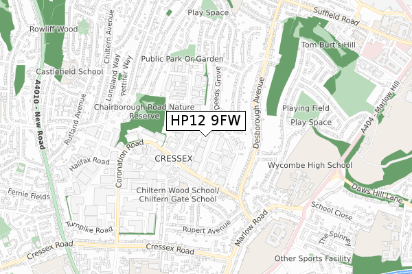 HP12 9FW map - small scale - OS Open Zoomstack (Ordnance Survey) HP12 9FW map - small scale - OS Open Zoomstack (Ordnance Survey)