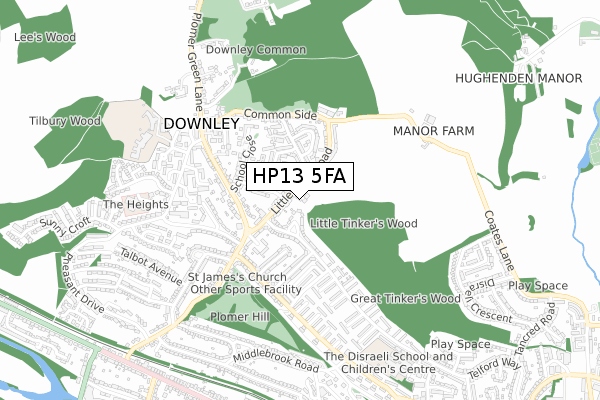 HP13 5FA map - small scale - OS Open Zoomstack (Ordnance Survey)
