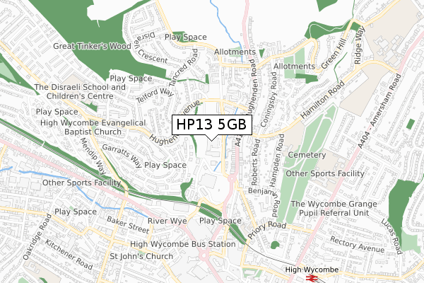 HP13 5GB map - small scale - OS Open Zoomstack (Ordnance Survey)