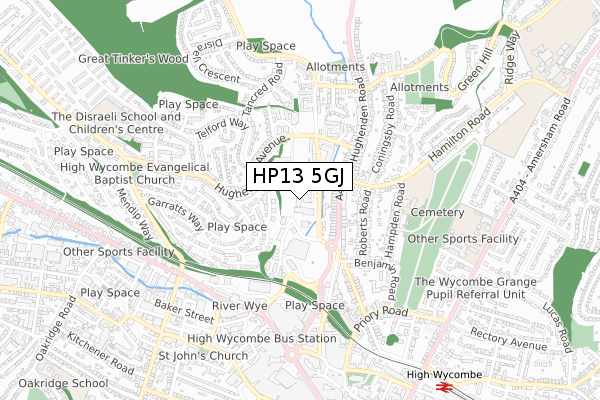 HP13 5GJ map - small scale - OS Open Zoomstack (Ordnance Survey)