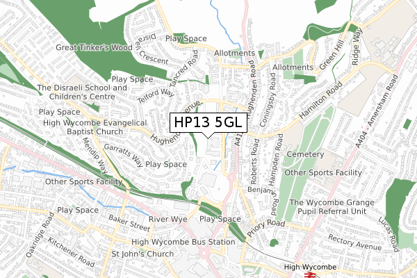HP13 5GL map - small scale - OS Open Zoomstack (Ordnance Survey)