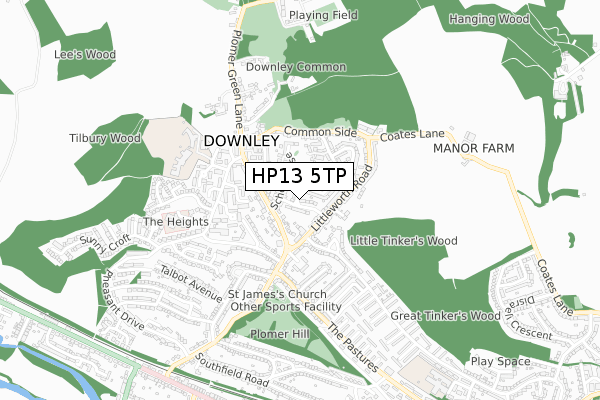 HP13 5TP map - small scale - OS Open Zoomstack (Ordnance Survey)