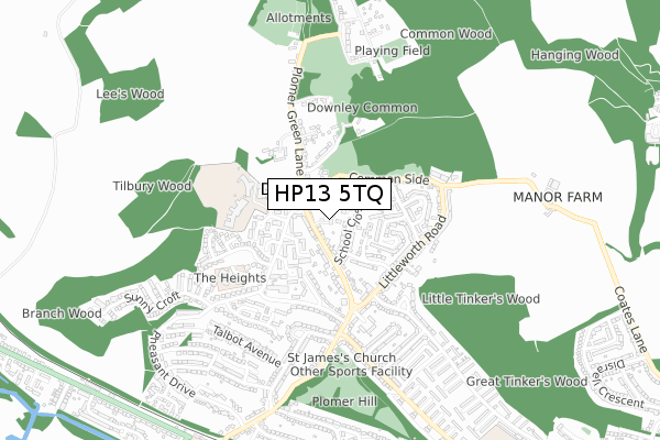 HP13 5TQ map - small scale - OS Open Zoomstack (Ordnance Survey)