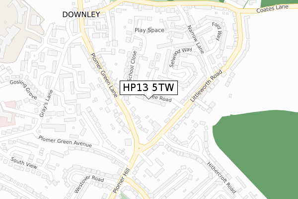 HP13 5TW map - large scale - OS Open Zoomstack (Ordnance Survey)