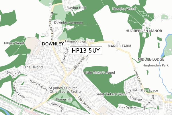 HP13 5UY map - small scale - OS Open Zoomstack (Ordnance Survey)