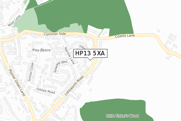 HP13 5XA map - large scale - OS Open Zoomstack (Ordnance Survey)