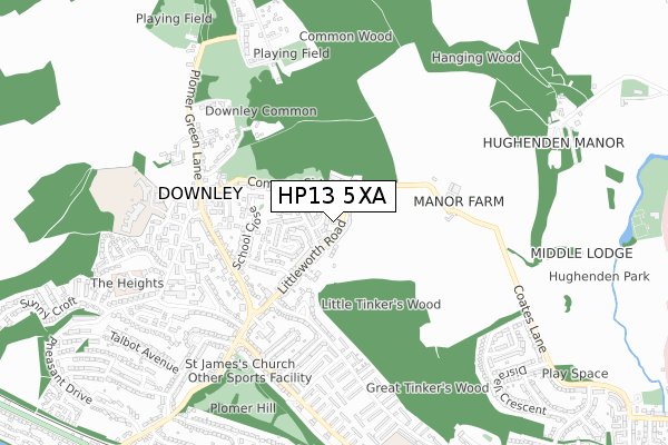 HP13 5XA map - small scale - OS Open Zoomstack (Ordnance Survey)