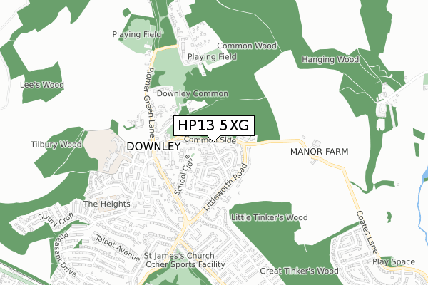 HP13 5XG map - small scale - OS Open Zoomstack (Ordnance Survey)